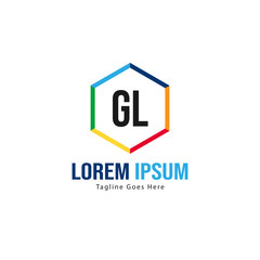 Initial GL logo template with modern frame. Minimalist GL letter logo vector illustration