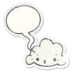 cartoon cloud and speech bubble distressed sticker