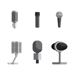 Set Microphone Collection In flat style vector