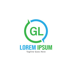 Initial GL logo template with modern frame. Minimalist GL letter logo vector illustration