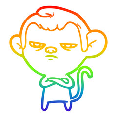 rainbow gradient line drawing cartoon monkey
