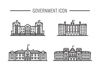 Fototapeta premium Set Government building facades icon outline vector