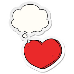 cartoon heart and thought bubble as a printed sticker