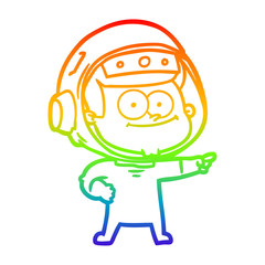 rainbow gradient line drawing happy astronaut cartoon