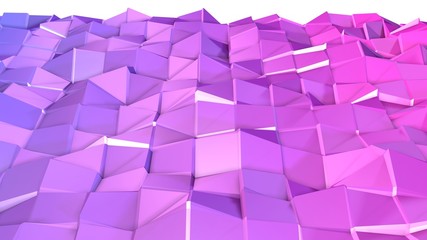 3d surface as 3d low poly abstract geometric background with modern gradient colors, red blue violet.