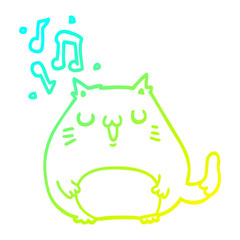 cold gradient line drawing cartoon cat singing