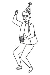 Man cartoon with party hat design