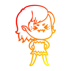 warm gradient line drawing annoyed cartoon vampire girl