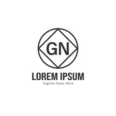 Initial GN logo template with modern frame. Minimalist GN letter logo vector illustration