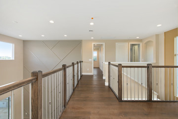 Large second story walk way with railing