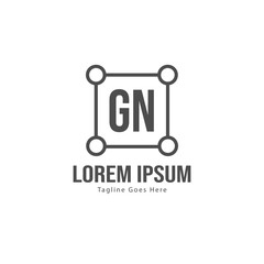 Initial GN logo template with modern frame. Minimalist GN letter logo vector illustration