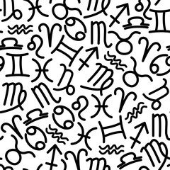seamless pattern consisting of zodiac signs symbols, graphic resources