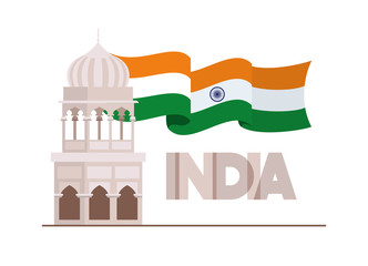 indian mosque temple with flag