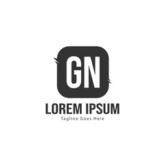 Initial GN logo template with modern frame. Minimalist GN letter logo vector illustration