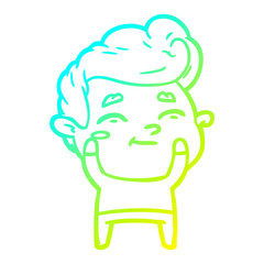 cold gradient line drawing happy cartoon man