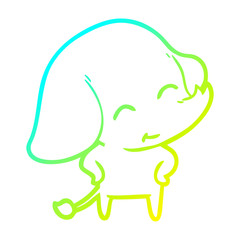 cold gradient line drawing cute cartoon elephant
