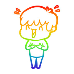 rainbow gradient line drawing cartoon laughing boy