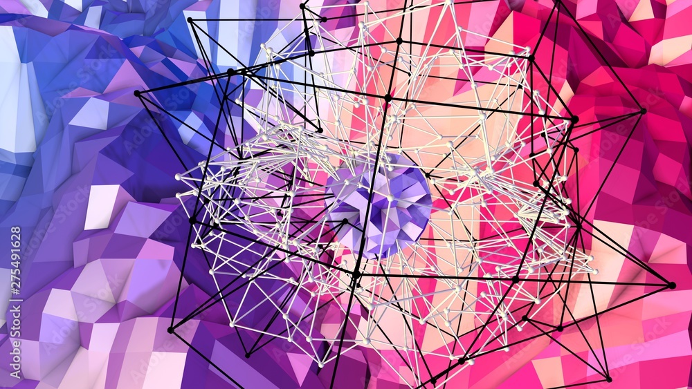 Poster 3d surface as 3d low poly abstract geometric background with modern gradient colors. 63