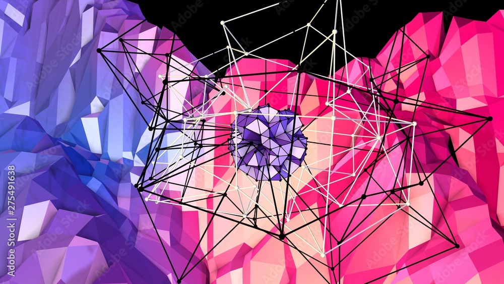 Poster 3d surface as 3d low poly abstract geometric background with modern gradient colors. 64