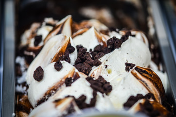 artisanal fresh ice-cream close up view - gellateria on the streets of Athens