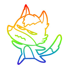 rainbow gradient line drawing cartoon annoyed wolf