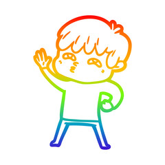 rainbow gradient line drawing cartoon curious man