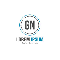 Initial GN logo template with modern frame. Minimalist GN letter logo vector illustration