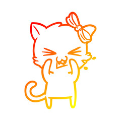 warm gradient line drawing cartoon cat