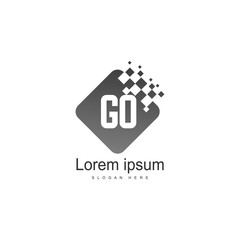 Initial GO logo template with modern frame. Minimalist GO letter logo vector illustration