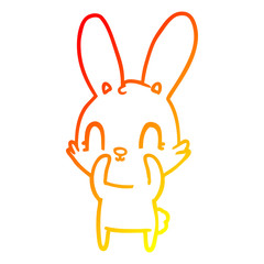 warm gradient line drawing cute cartoon rabbit