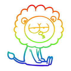 rainbow gradient line drawing cartoon bored lion