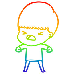 rainbow gradient line drawing cartoon stressed man
