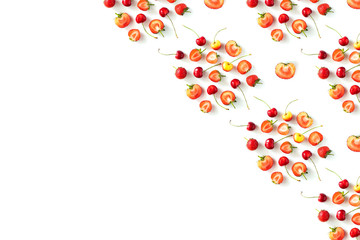 Fresh Raw Organic Seasonal Fruits Berries on a white background