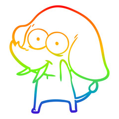 rainbow gradient line drawing happy cartoon elephant