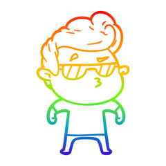 rainbow gradient line drawing cartoon cool guy