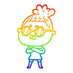 rainbow gradient line drawing cartoon annoyed woman
