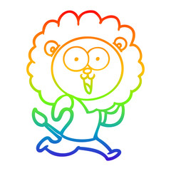 rainbow gradient line drawing happy cartoon lion