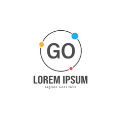 Initial GO logo template with modern frame. Minimalist GO letter logo vector illustration