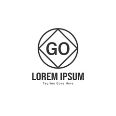 Initial GO logo template with modern frame. Minimalist GO letter logo vector illustration