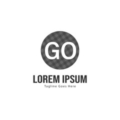 Initial GO logo template with modern frame. Minimalist GO letter logo vector illustration