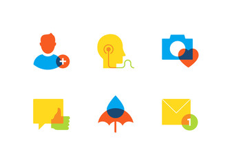 Technology and social media - flat design style icons set