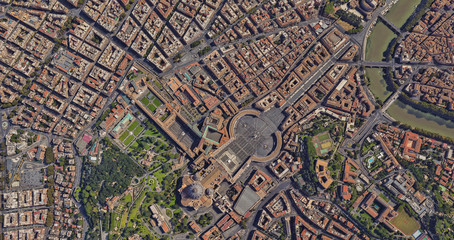 St. Peter's Basilica in the Vatican from a bird's eye view