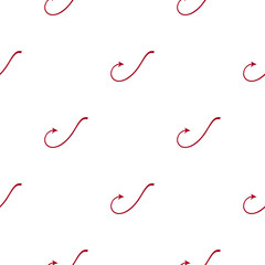Fototapeta na wymiar Seamless pattern with red devil tails on white background. Cartoon style. Vector illustration for design, web, wrapping paper, fabric, wallpaper.