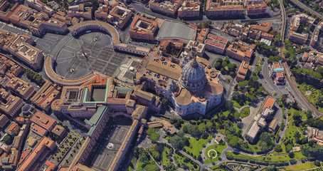 St. Peter's Basilica in the Vatican from a bird's eye view