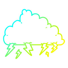 cold gradient line drawing cartoon thundercloud
