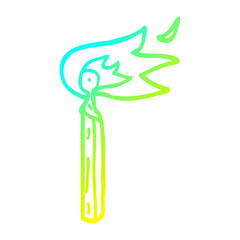 cold gradient line drawing cartoon lit match