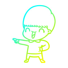 cold gradient line drawing happy cartoon boy