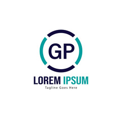 Obraz premium Initial GP logo template with modern frame. Minimalist GP letter logo vector illustration