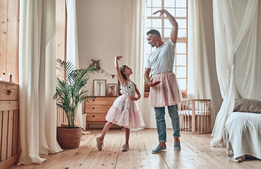 Father and daughter at home