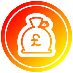 money sack circular in hot gradient spectrum